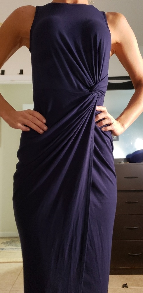 Navy Abigail knit midi dress